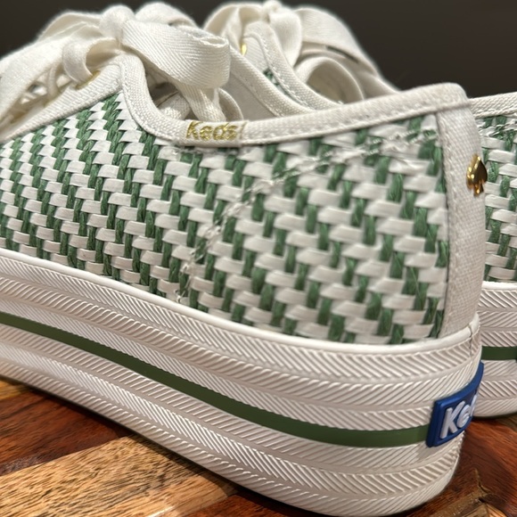 Kate Spade ♠️ x Keds green/white weave triple decker sneaker size 7 - Picture 6 of 9